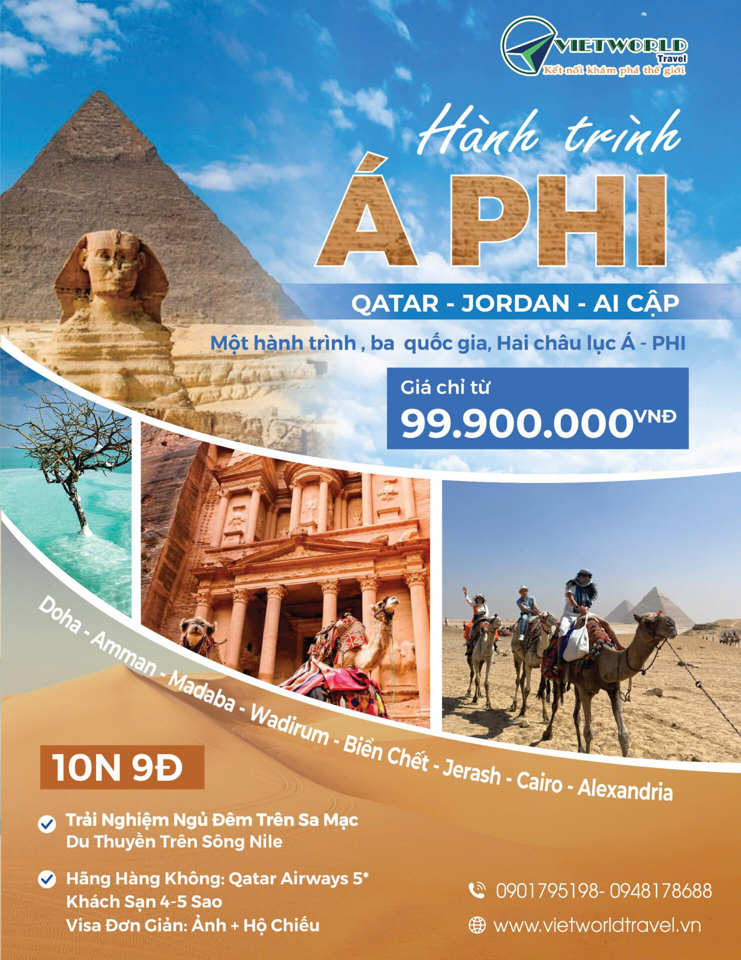 Tour Qatar Jordan Ai Cập 10N9Đ