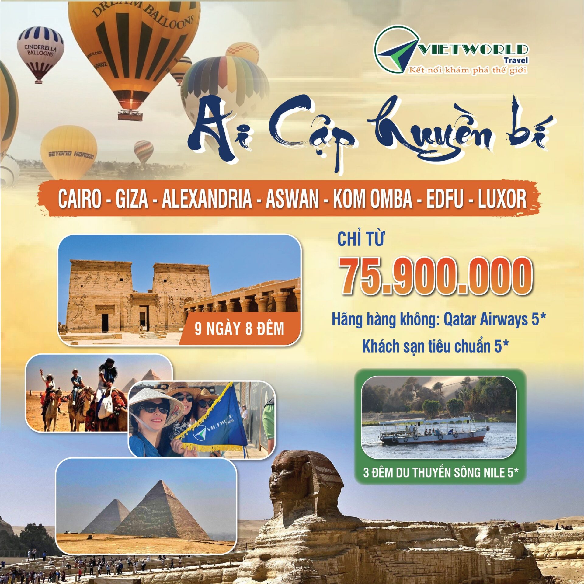 Tour Ai Cập 9N8Đ từ Hà Nội