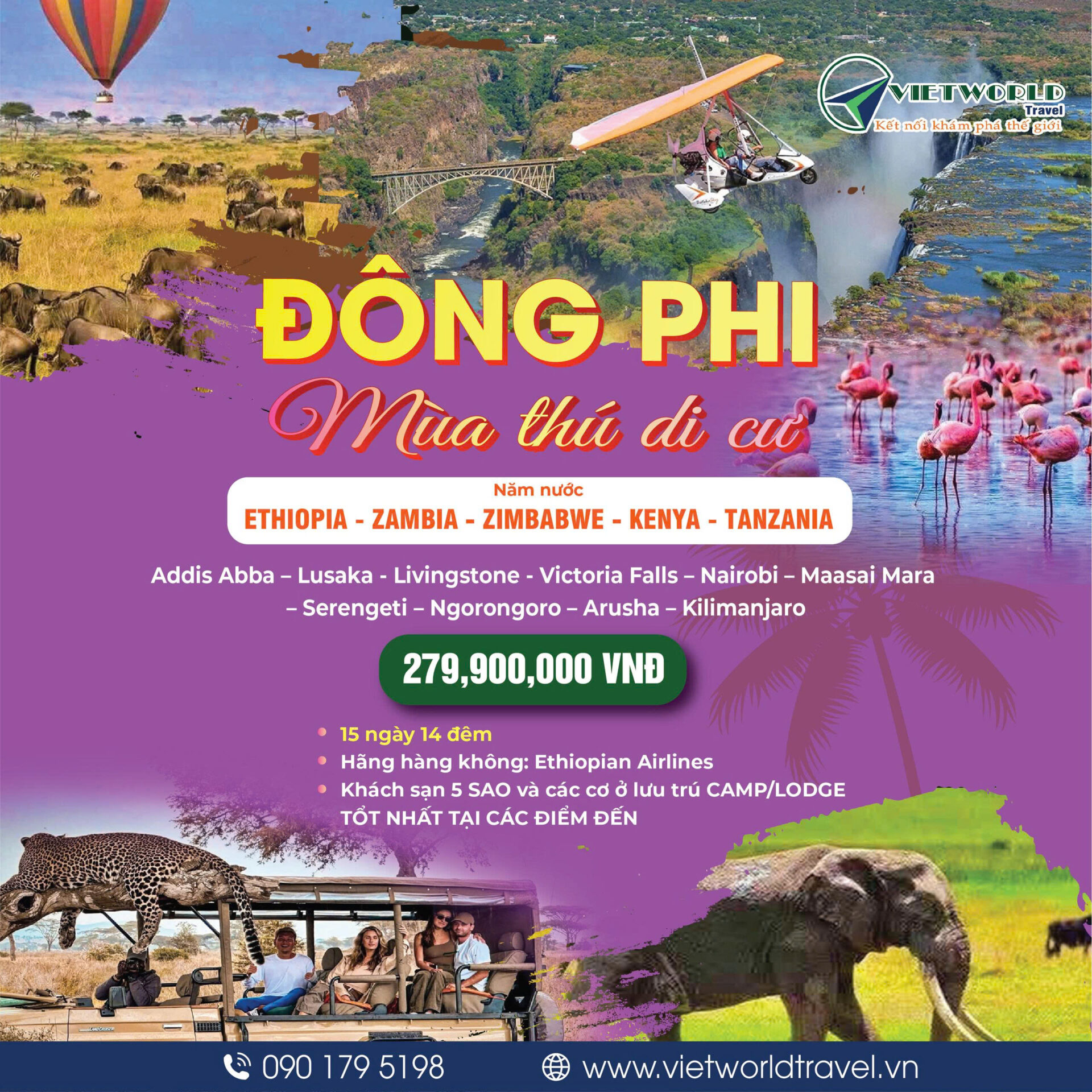 Tour 5 nước Đông Phi- Ethiopia - Zambia- Zimbabwe- Kenya - Tanzania 1 Tour 5 nước Đông Phi